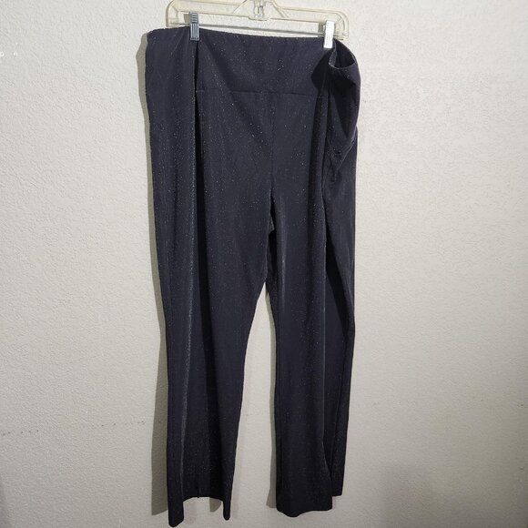 Sparkle Glitter Pants Womens Large Black High Rise Pull On Straight Leg Party - Picture 1 of 13